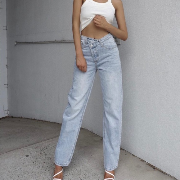 Princess polly asymmetrical jeans - Picture 1 of 2